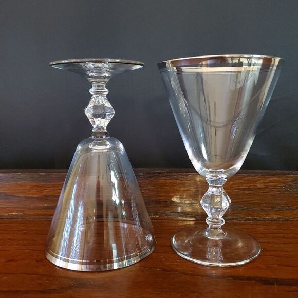 MCM 1960's era Brookmere Platinum Glastonbury Lotus Water Glasses 5.75" tall - Picture 3 of 8